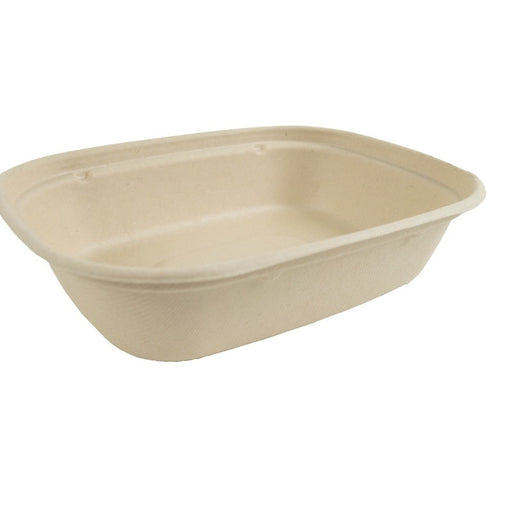 Bandeja de pulpa rectangular laminada PLA marrón 850ml 220x170mm A53mm - 50Uds