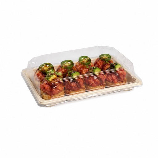 Tapa PET transparente para bandeja pulpa 165x230mm A46mm - 50Uds