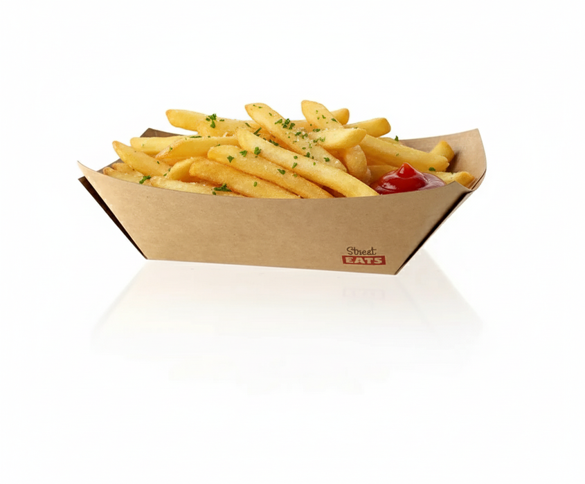 Bandeja kraft antigrasa con PE 300ml 160x120mm A32mm - 250Uds