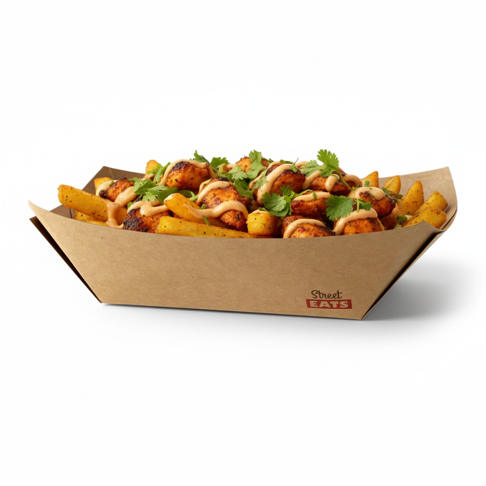 Bandeja kraft antigrasa con PE 400ml 170x125mm A35mm - 250Uds