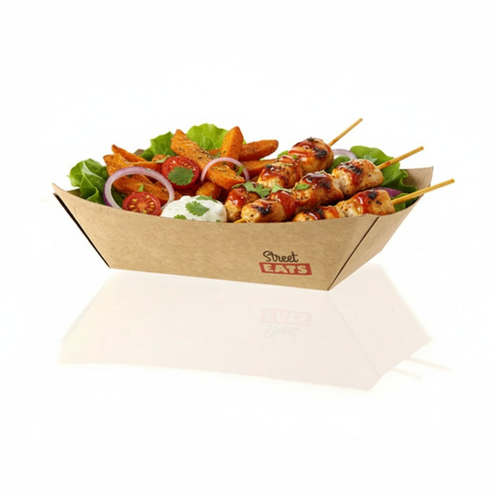Bandeja kraft antigrasa con PE 1200ml 245x165mm A50mm - 250Uds
