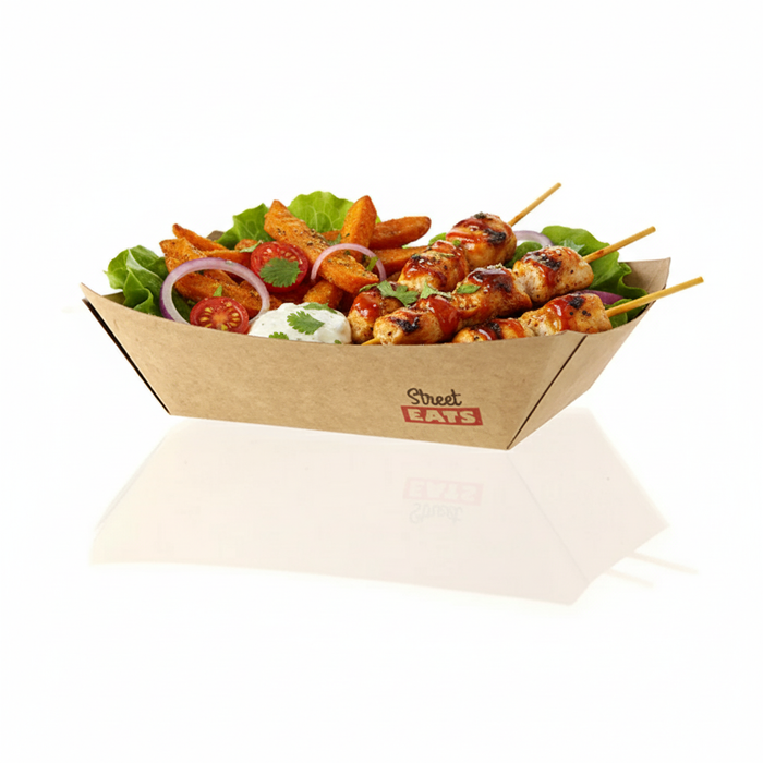 Bandeja kraft antigrasa con PE 1200ml 245x165mm A50mm - 250Uds