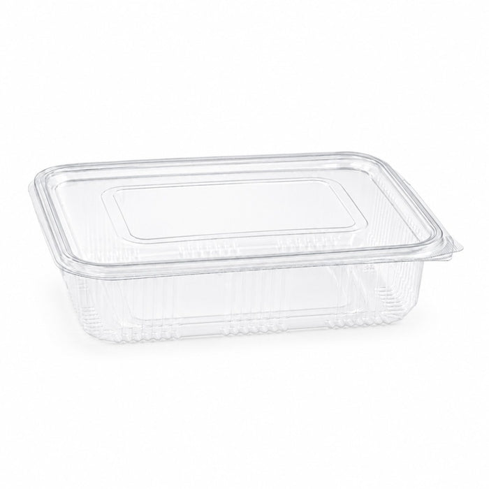 Ensaladera con tapa bisagra rectangular transparente PET 780ml 195x130mm A50mm - 50Uds