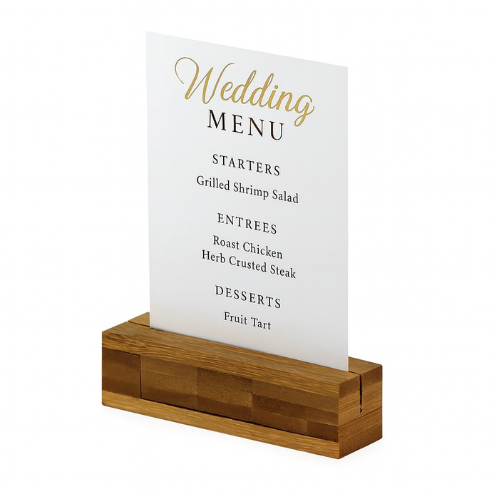 Soporte de menú o tarjetas de bambú 100x25mm A25mm - 10Uds