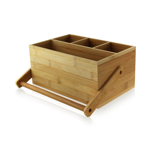 Soporte cubiertos de bambu 4 compartimentos , asa 142mm 226x148mm A107mm - 1Uds