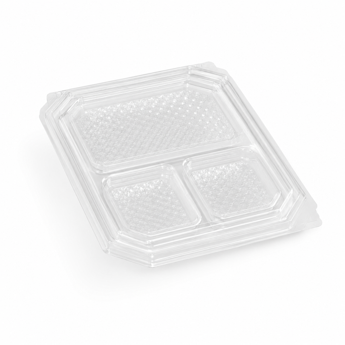 Ravier rectangular de PP 3 compartimentos con tapa bisagra 1000ml 310x235mm A48mm - 150Uds