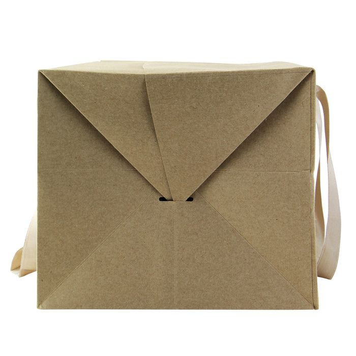 Bolsa caja de cartón kraft con asas de tela 300x200mm A170mm - 25Uds