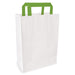 Bolsa de papel blanca reciclada blanca con asas verdes 260x170mm A280mm - 250Uds
