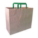Bolsa de papel kraft reciclada blanca con asas verdes 320x170mm A340mm - 250Uds