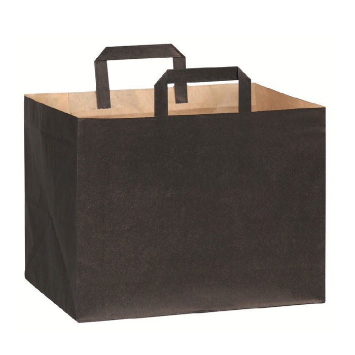 Bolsa de papel marrón reciclado con impresión negra 320x220mm A250mm - 250Uds