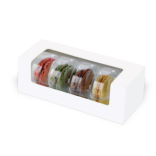 Caja de cartón blanco con ventana para pasteles o macaron 150x60mm A50mm - 50Uds
