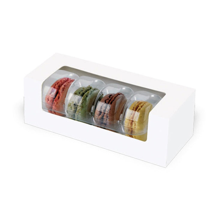 Caja de cartón blanco con ventana para pasteles o macaron 150x60mm A50mm - 50Uds