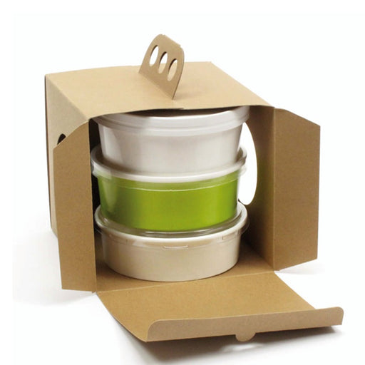 Caja para llevar kraft con asa 176x176mm A150mm - 25Uds