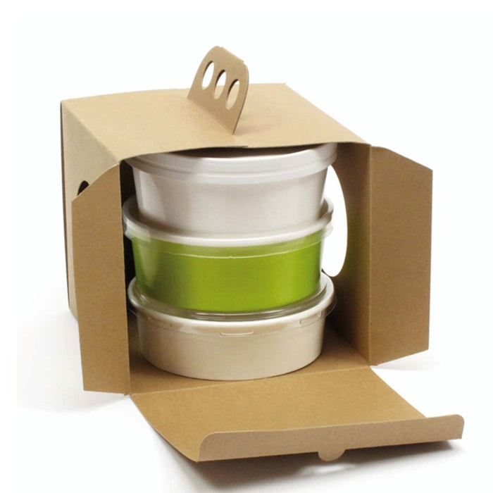 Caja para llevar kraft con asa 176x176mm A150mm - 25Uds
