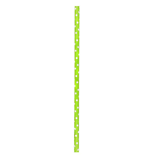 Pajita de papel verde lima con topos blancos A197mm - 500Uds
