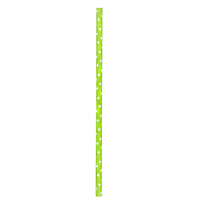 Pajita de papel verde lima con topos blancos A197mm - 500Uds