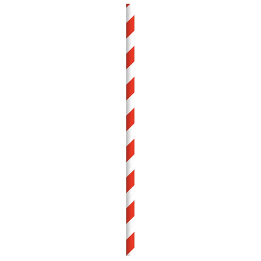 Pajita de papel rojo/blanco enfundada individualmente A197mm - 500Uds