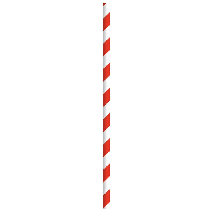 Pajita de papel rojo/blanco enfundada individualmente A197mm - 500Uds