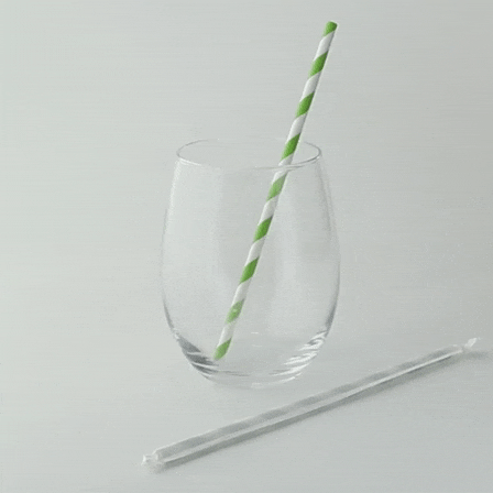 Pajita de papel verde/blanco enfundada individualmente A197mm - 500Uds
