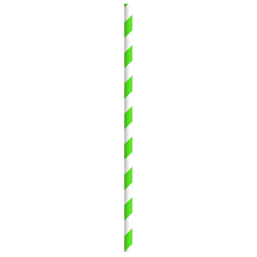 Pajita de papel verde/blanco enfundada individualmente A197mm - 500Uds