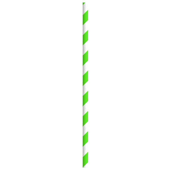 Pajita de papel verde/blanco enfundada individualmente A197mm - 500Uds