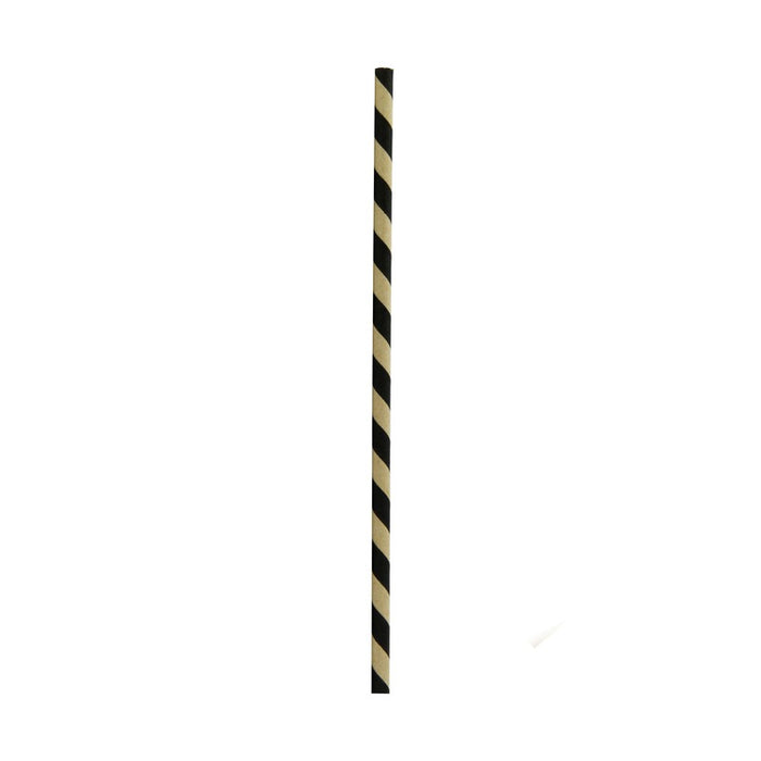 Pajita de papel marron/negro enfundada individualmente A197mm - 500Uds