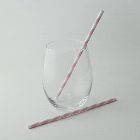 Pajita de papel rosa/blanco A197mm - 500Uds