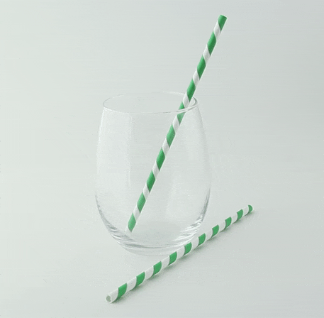 Pajita de papel verde/blanco A197mm - 500Uds