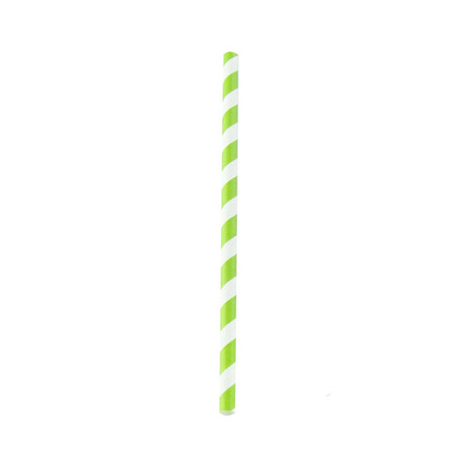Pajita de papel verde lima/blanco para batidos A197mm - 500Uds