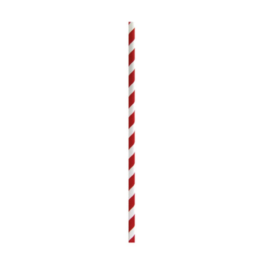 Pajita de papel rojo/blanco para batidos A197mm - 500Uds