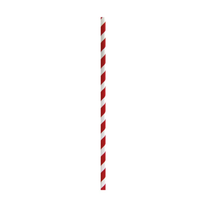 Pajita de papel rojo/blanco para batidos A197mm - 500Uds