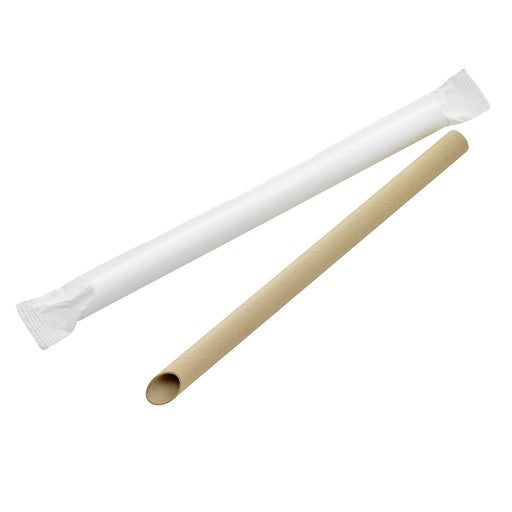 Pajita kraft biselada para Bubble Tea - envuelta individualmente  H200mm - 100Uds