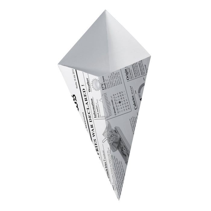 Cono de cartón blanco con diseño periódico 250ml 160x130mm - 125Uds