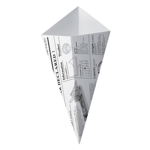 Cono de cartón blanco con diseño periódico 430ml 195x160mm - 125Uds