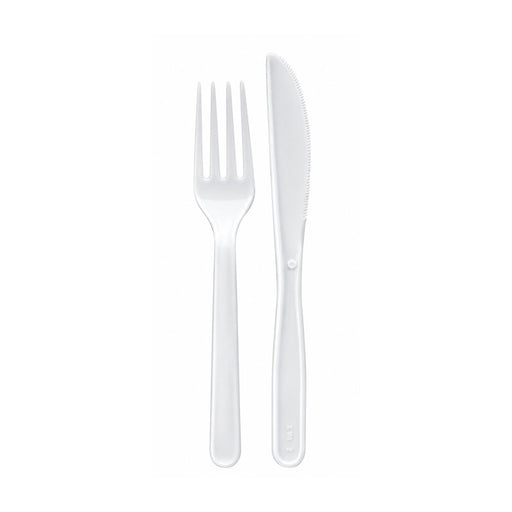 Kit 2/1 cubiertos PS blancos A170mm - 250Uds