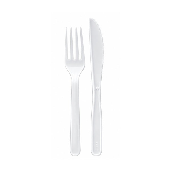 Kit 2/1 cubiertos PS blancos A170mm - 250Uds