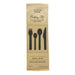 Kit cubiertos de madera 5/1: Cuchillo, tenedor, cuchara pequeña y grande, servilleta con funda kraft A165mm - 50Uds