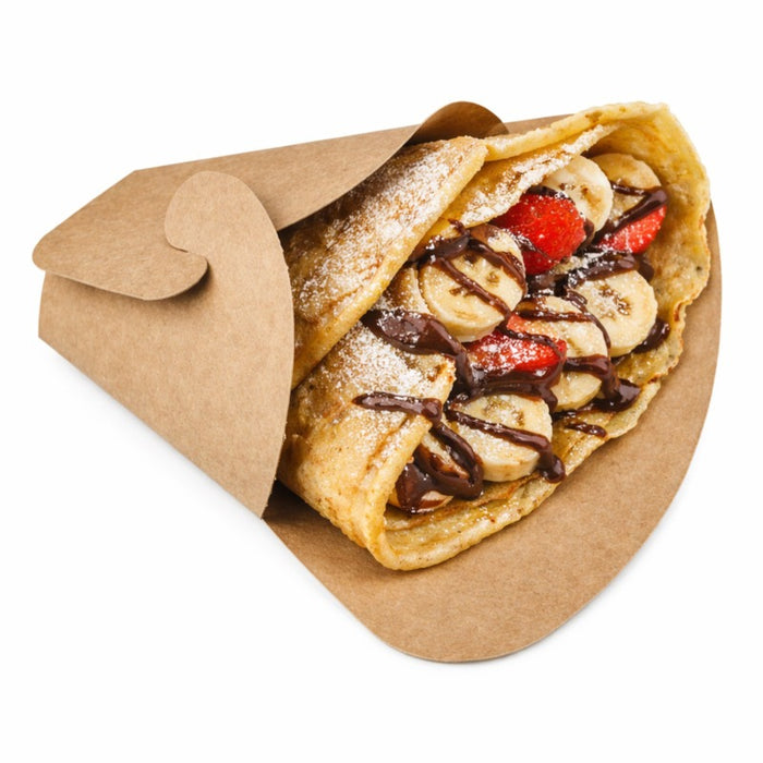 Funda para crepe tipo mariposa de cartón marrón 145x65mm A185mm - 50Uds