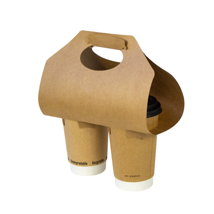 Portavasos Kraft - 2 compartimentos 385x222mm - 50Uds