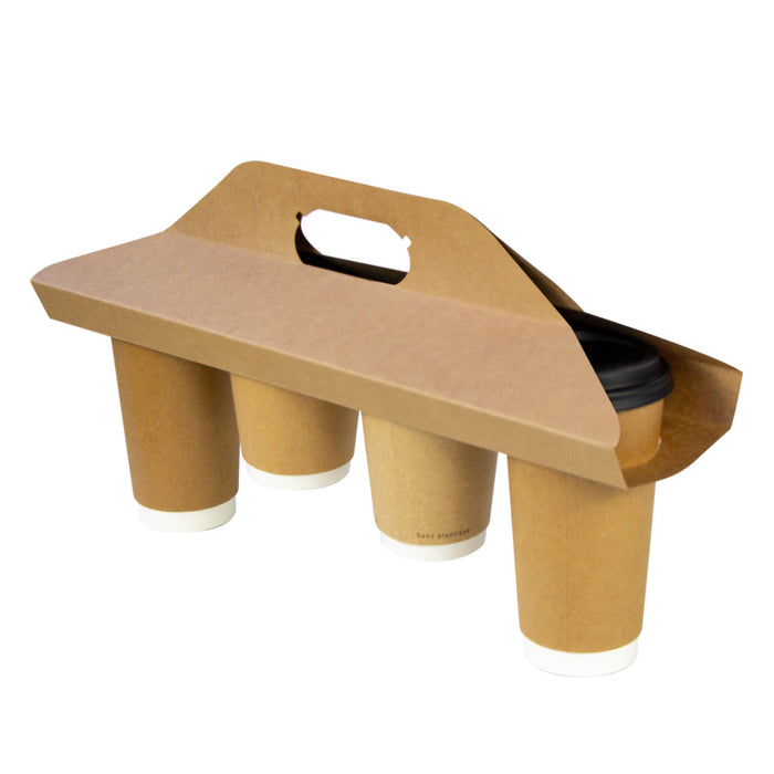 Portavasos Kraft - 4 compartimentos 380x420mm - 50Uds