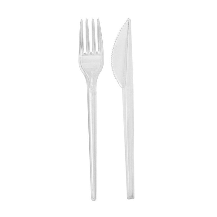 Kit 2/1 cubiertos transparentes A220mm - 50Uds