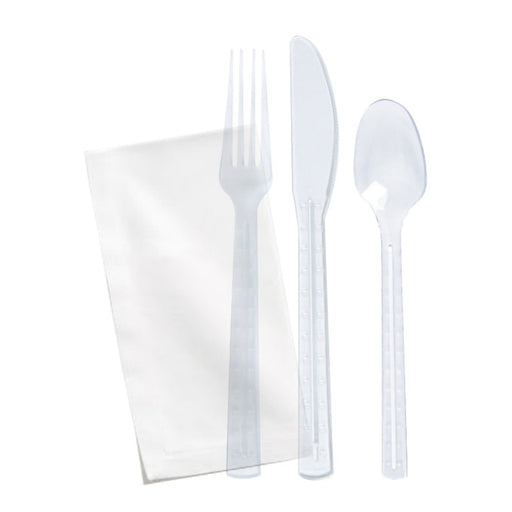 Kit 6/1 cubiertos First class transparente 200x50mm - 50Uds