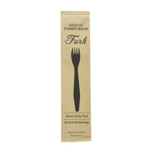Tenedor de madera HERCULES con funda en papel kraft A185mm - 50Uds