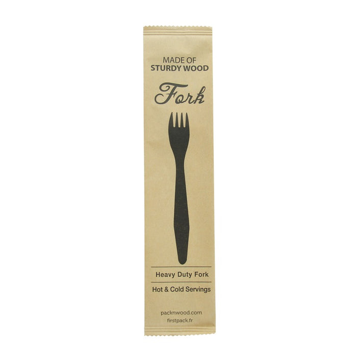 Tenedor de madera HERCULES con funda en papel kraft A185mm - 50Uds