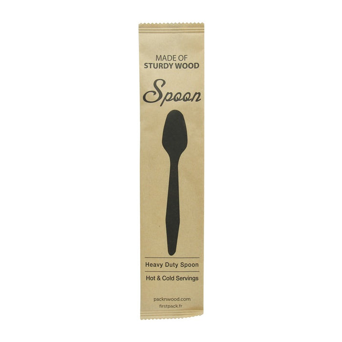 Cuchara de madera HERCULES, con funda en papel kraft A185mm - 50Uds
