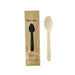 Cuchara de madera con funda de papel kraft A160mm - 50Uds