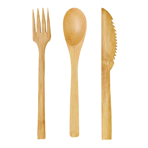 Kit 3/1 cubiertos de Bambu Envueltos en Kraft A160mm - 50Uds