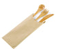 Kit 4/1 cubierto Bambú: Cuchillo, tenedor, cuchara y servilleta, envoltorio kraft A160mm - 50Uds