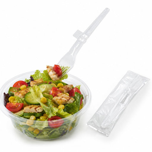 Tenedor plegable envasado transparente opaco 135mm - 100Uds