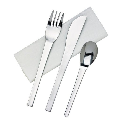 Kit 3/1 cubiertos inox: Cuchillo, tenedor, cuchara A160mm - 50Uds